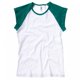 thumbnail image 1 of B&C Camiseta de manga corta en canalé fino con mangas de diferente color chica/mujer (Blanco/Verde), 1 of 1