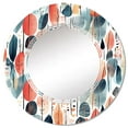 thumbnail image 2 of Designart "Scandinavian Flowers in Coral and Teal III" Abstract Round Wall Mirror - Floral Oval Printed Decorative Oversized Mirror - Multiple Color Options, 2 of 4