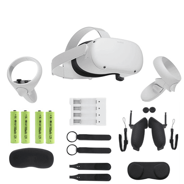 Hover Tårer Broom Oculus Quest 2 All-in-One Virtual Reality 128GB Gaming Headset, Touch  Controllers, Bundle with 4 AA Batteries Accessories & Hand Strap Accessories  - Walmart.com