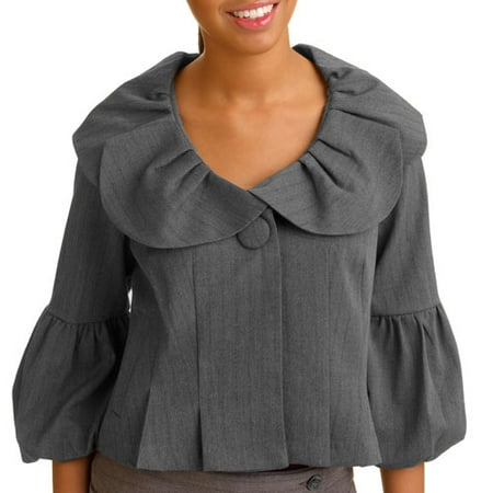 Juniors Elite Cropped Lantern-Sleeve Trapeze Jacket