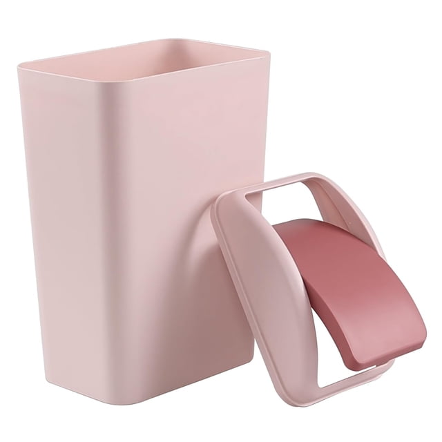 Bote de Basura de Plástico con Tapa Abatible, Cubo de Basura Cocina, 1 Paquete
