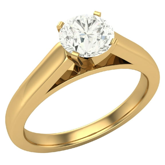 Diamond Engagement Ring For Women Round Solitaire GIA Certified 4-Prong 0.50 Carat 14K Gold (K,I1)