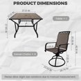thumbnail image 5 of Yardgrace 5-Piece Patio Dining Set Outdoor Furniture, Swivel Textilene Chairs & Square Table, Brown, 5 of 10