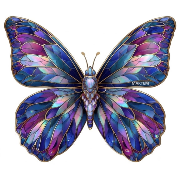 Purple Aurora Butterfly Car Decal Stained Glass Style Holographic Crystal Finish Waterproof UV-Resistant Easy Peel-and-Stick