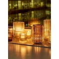 thumbnail image 2 of Serene Spaces Living Set of 4 Clear Ribbed Glass Tealight Holders, Perfect for Weddings and Home Décor, Measures 2.25" Tall and 2" Diameter, 2 of 7