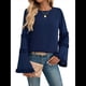 thumbnail image 3 of Blusas de Larga Acampanadas y Holgadas para Mujer, Otoño e Invierno 2025, Temperamentales, para Mujer Azul Marino S, 3 of 10