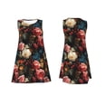 thumbnail image 3 of Vsdgher Rose Flowers Print Summer Dresses for Women Casual U Neck Beach Dress Sleeveless Tank Loose Sundress with Pocket -Small, 3 of 7