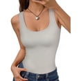 thumbnail image 3 of MOYIKO Women Sleeveless Basic Top Ribbed Tank Top Summer Casual T-shirt Square Neck Shallow Flower Grey Vest Tee S, 3 of 8
