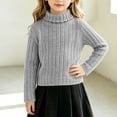 thumbnail image 4 of BLVB Girls Turtleneck Sweaters Long Sleeve Jumper Tops Teen Kids Casual Soft Pullover Fall Winter Outfits(Gray,11-12 Years), 4 of 6