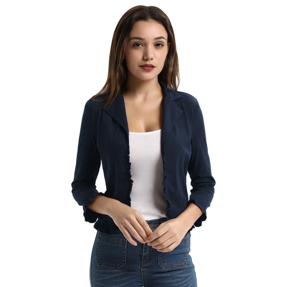 GRACE KARIN Women Office Casual Cropped Blazer Jacket Open Front Cardigan
