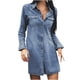 thumbnail image 1 of Vestido corto de mezclilla con cuello redondo y manga larga ajustado a la moda de verano para mujer Fridja  yut632, 1 of 8