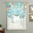 thumbnail image 2 of Coastal Balloon Curtains for Living Room/French Door, Summer Nautical Beach Coral Starfish Blue Ombre Tie Up Curtains 63 Inch Length Energy Saving Kitchen Curtains Shades for Windows 42"x63", 2 of 8