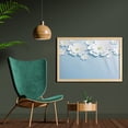 thumbnail image 2 of Flowers Wall Art with Frame, Abstract 3D Style Effect Cherry Blossoms Modern Spring Sakura Pattern, Printed Fabric Poster for Bathroom Living Room, 35" x 23", Pale Blue and White, by Ambesonne, 2 of 2