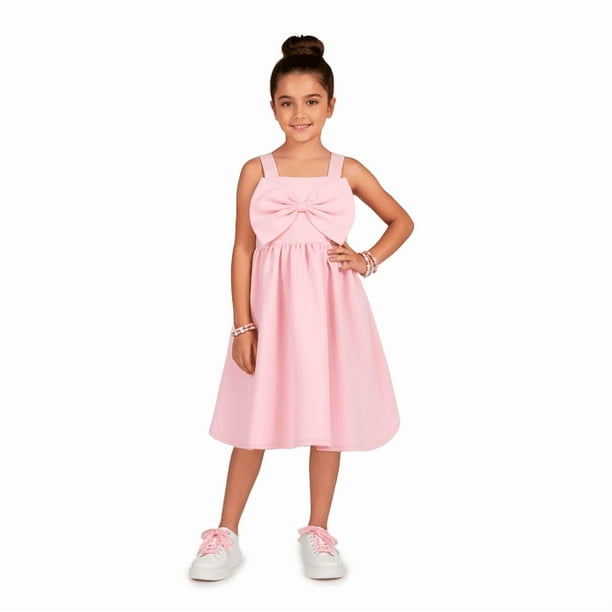 FLORY Vestido con Moño para Niña | Vestido casual para Niña | 0152, Rosa, G