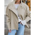 thumbnail image 7 of Womens Loose Crop Pea Coat Wool Blend Short Overcoat Casual Stand Collar Winter Outerwear, 7 of 7