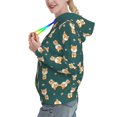thumbnail image 2 of Fotbe Cute Shiba Pattern Womens Long Sleeve Hoodie, Pullover Hooded Sweatshirt, Kangaroo Pocket Hoodie with Eye-catching Drawstrings-X-Large, 2 of 7