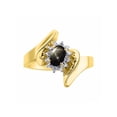 thumbnail image 1 of Rylos Bague Florale de Créateur avec Pierre Précieuse Ovale 6X4MM & Diamants Étincelants en Plaqué Or Jaune Argent - Pierre de Naissance Étoile Noire Saphir Bijou Taille 7, 1 of 7