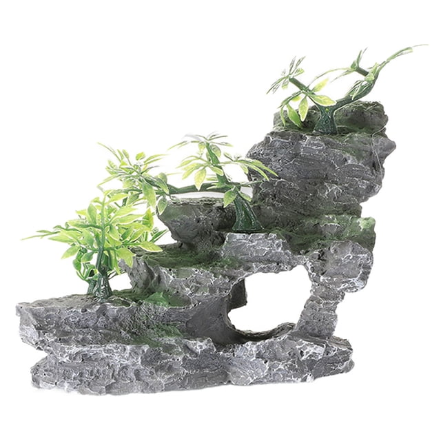 Cueva decorativa de musgo para acuario con vista a la montaña de peces, adecuada para esconder peces pequeños