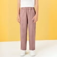 thumbnail image 2 of XAOFW Boy's Pants Solid Color Elastic Waist Kids Classic Flat Front Straight Leg School Uniformss Trousers Party Night Soft Breathable Slacks, 2 of 4