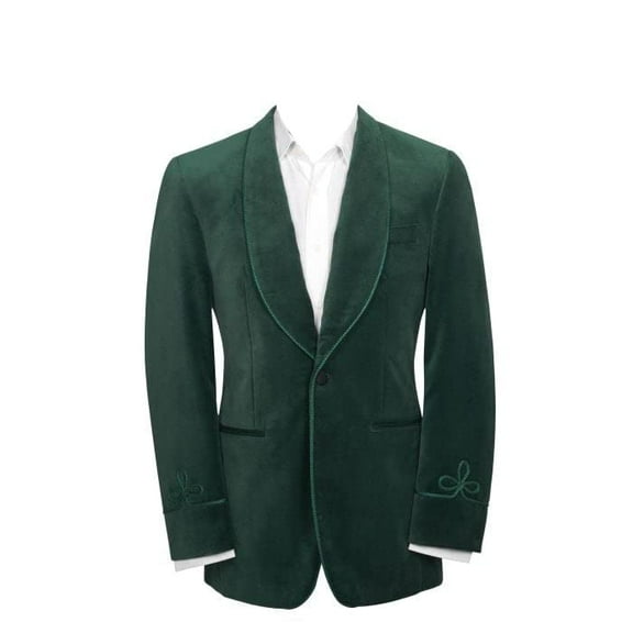 Men's Velvet Blazer Shawl Lapel One Button Velour Suit Jacket Tuxedo Jackets Green for Wedding Prom Party Dinner & All Ocasion