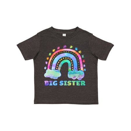 

Inktastic Big Sister Watercolor Rainbow with Clouds Gift Toddler Toddler Girl T-Shirt