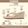 thumbnail image 3 of Cushionaire Ferry Espadrille Wedge Sandals for Women, Thong Platform Flip Flops with Cross Strap and Slip-On Design, 3 of 26