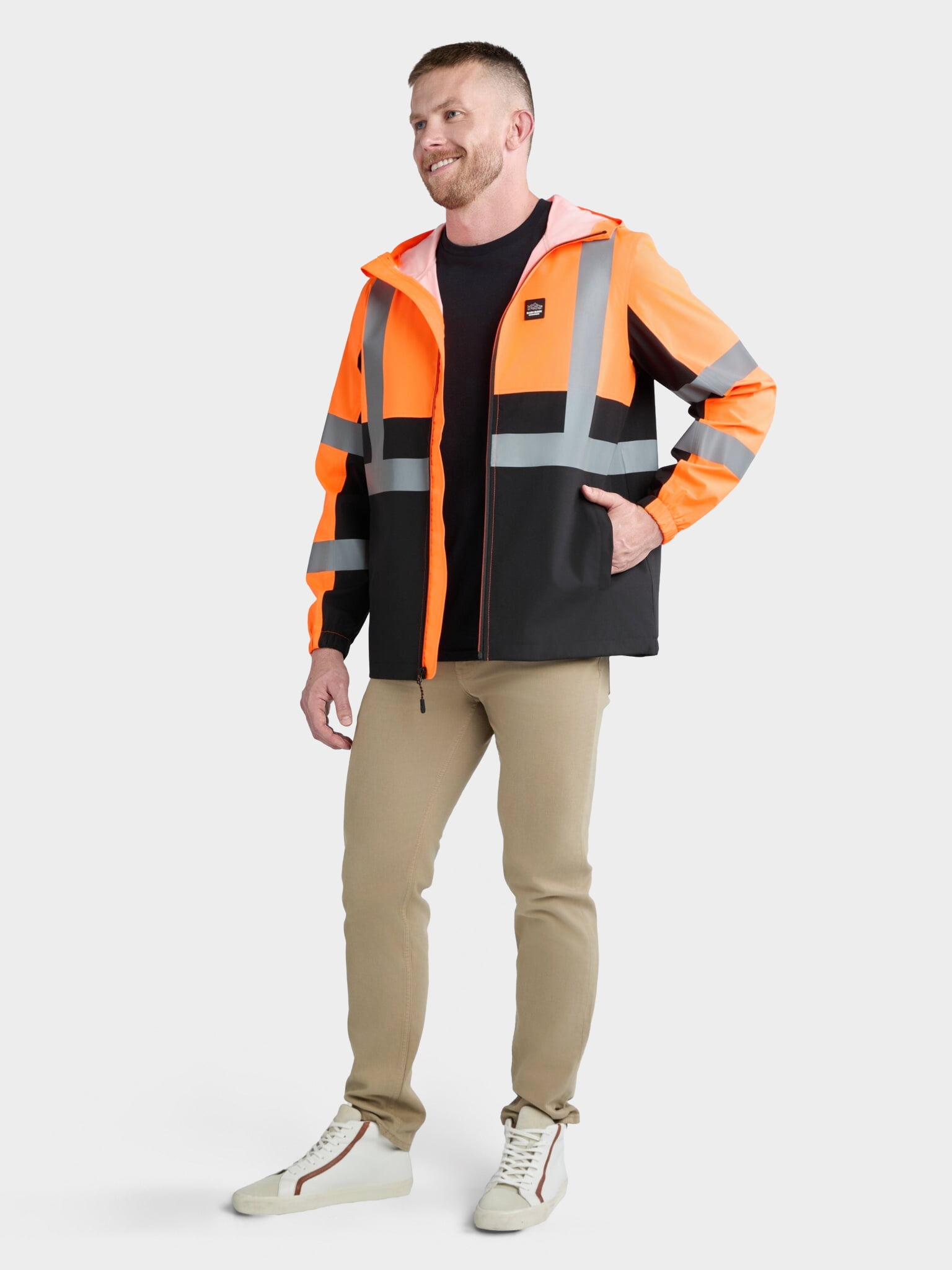Bass Creek Outfitters Men's Class 3 Hi Vis Bonded Rain Jacket with Reflective Taping, Sizes M-2XL
