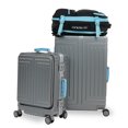thumbnail image 2 of Maletas de Viaje ROLLWAY 20 y 26 Pulgadas con ruedas y Mochila Plata con Vivos azules, 2 of 4