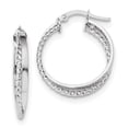 thumbnail image 1 of 14K White Gold Polished & Textured Hinged Hoop Earrings, 1 of 2