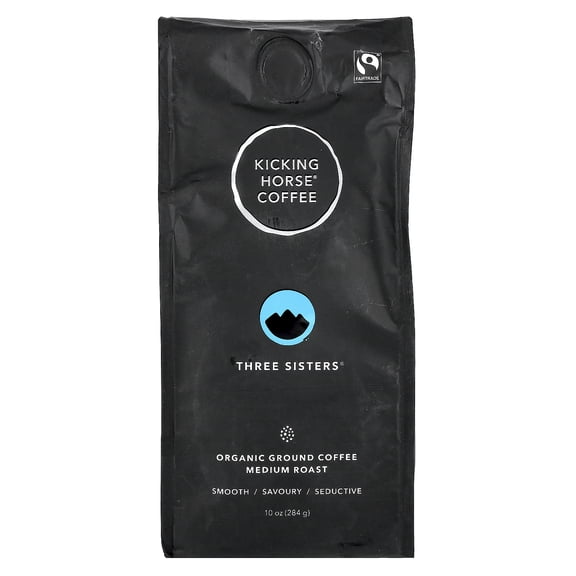 Three Sisters, Kicking Horse Coffee, Medium Roast, Ground, 10 oz - Certified Organic, Fairtrade, Kosher Coffee