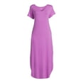 thumbnail image 5 of Time and Tru Women's V-Neck Knit Maxi Dress with Short Sleeves, Sizes XS-XXXL, 5 of 5
