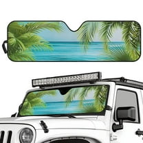 Uorisanigo Windshield Sun Shade,Beach Palm Tree Sunshade for Jeep Wrangler JL JLU 2018-2024 Rubicon Sahara 2 Door & 4 Door & Gladiator JT-Blocks UV Rays Sun Visor Shield,Keeps Car Cool