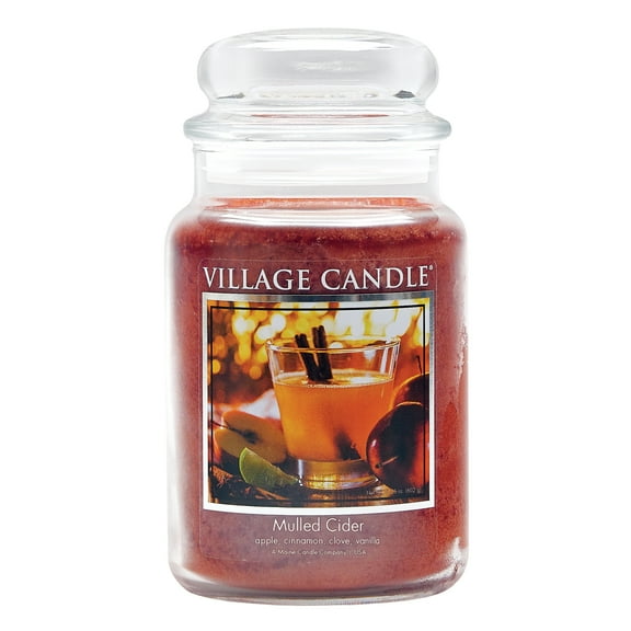 Village Candle Mulled Cider Scented Candle, Large 21.25 oz Apothecary Jar