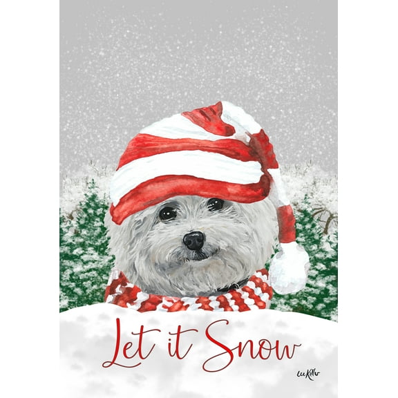 Bichon Frise - Hippie Hound Studios Let it Snow Christmas Garden Flag