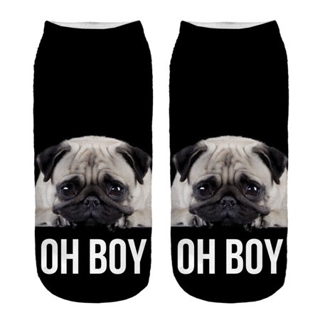 

1 Pair 3D Printed Socks Puppy Printing Female Christmas Socks Cut Style Low Wear Male Dog
