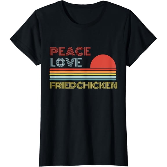Peace Love Fried Chicken Retro Vintage T-Shirt