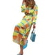thumbnail image 3 of VISgogo Vestido casual para mujer, colorido, estampado geométrico, manga larga, medio cuello alto, vestido largo suelto VISgogo moda, 3 of 9