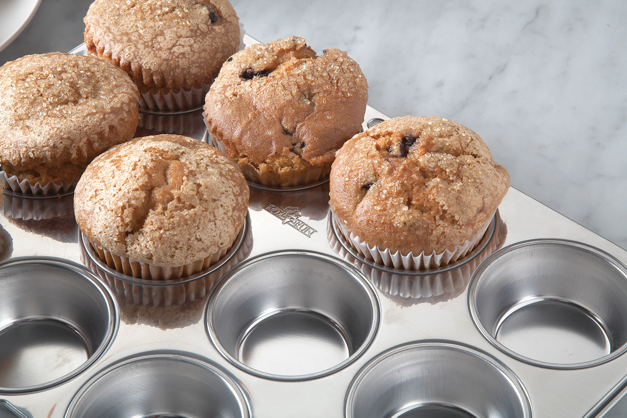 Fox Run Stainless Steel Muffin Pan 12 Cup 10.5 x 13.75 x 1.25