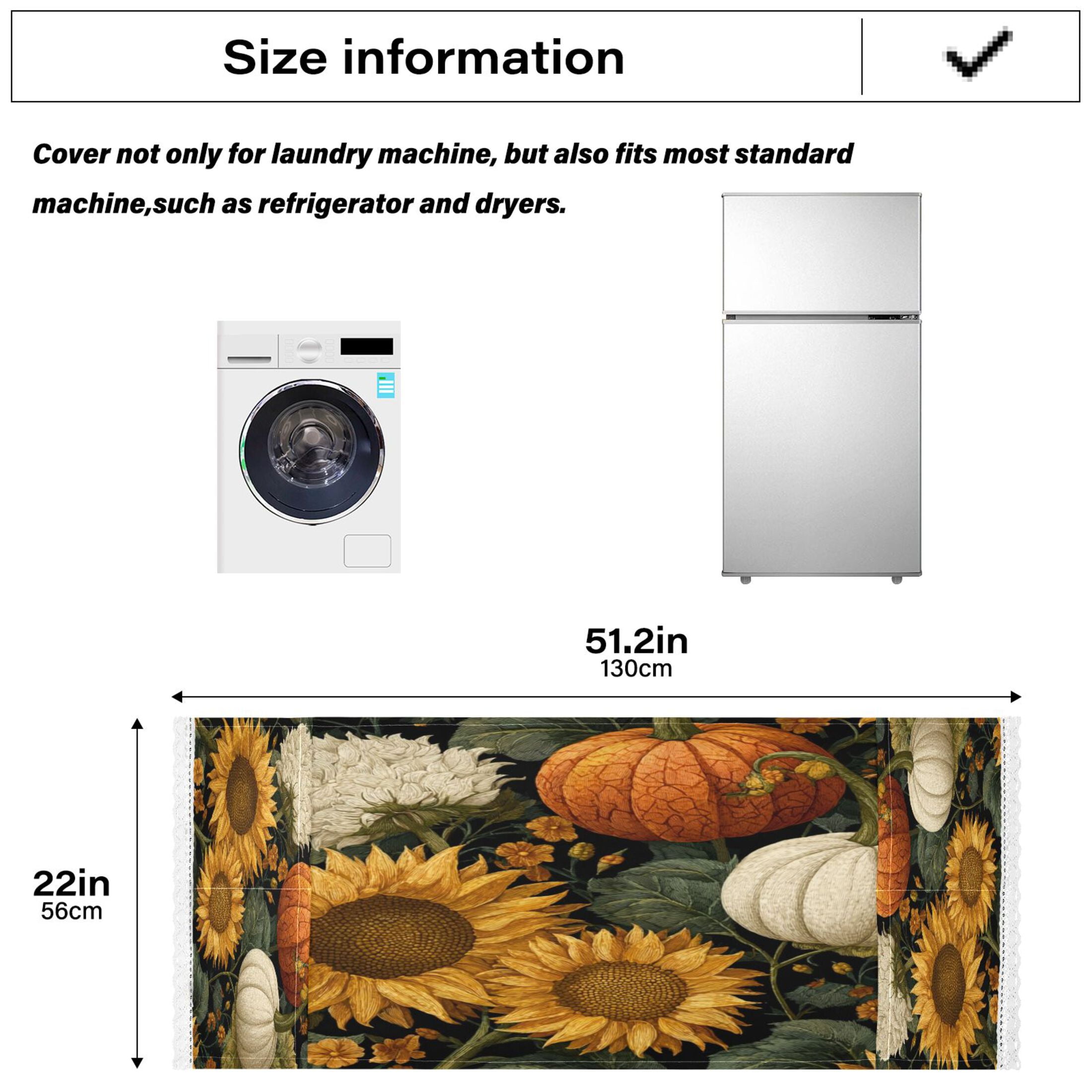 Dustproof Washing Machine Cloth Washer and Dryer Top Covers, Fridge Dust Cover, With Storage Bags Pumpkins and Sunflowers Pattern