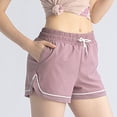 thumbnail image 2 of Women's Running Shorts Elastic High Waisted Shorts Pocket Sporty Workout Shorts Quick Dry Athletic Gym Shorts Pants, 2 of 6