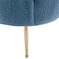 thumbnail image 3 of Accent Chair with Ottoman, Modern Teddy Velvet Tufted Armchair with Golden Metal Legs, Comfy Upholstered Single Sofa Chair Leisure Reading Chair for Living Room, Bedroom, Dark Blue, 3 of 7