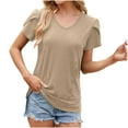 thumbnail image 3 of Pisexur Hauts d'Été pour Femmes, Pull Décontracté Uni à Manches Courtes, Hauts pour Femmes Rouge, S, 3 of 3