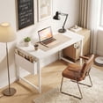thumbnail image 2 of edx 44" Home Office Desk for Small Spaces, Computer Desk with Storage Bag & Hook, Modern Simple Style Study Writing Table for Bedroom, White, 2 of 8