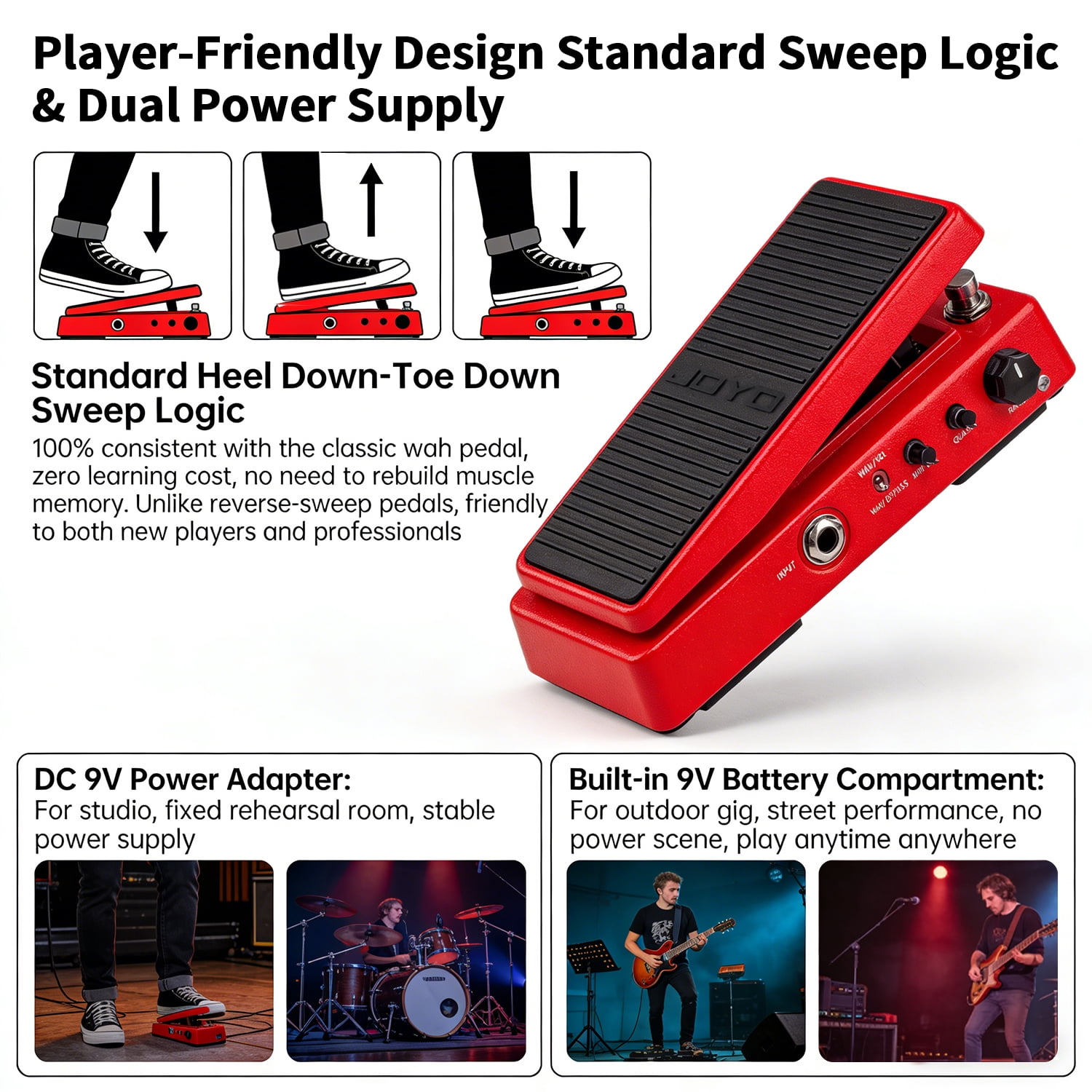 JOYO WAH-II Multifunctional WAH Pedal Mini Multimode with Quality Value Knobs