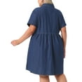thumbnail image 4 of DARING DIVA Stylish Plus Size Denim Babydoll Pockets Dress 4X Dark Blue, 4 of 6