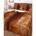thumbnail image 2 of Quilts Twin Size, Burnt Orange Soft Comforter Bedding Set for Bed, Oil Painting Modern Abstract Art Vintage Lightweight Quilted Bedspread with Pillow Cover(2 Pieces) for All Season, 68x86 Inch, 2 of 6