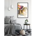 thumbnail image 2 of PixonSign Framed Canvas Print Wall Art Watercolor Splash Fluffy Cat Animals Wilderness Illustrations Modern Art Rustic Landscape Expressive Multicolor for Living Room, Bedroom, Office - 16"x24" Black, 2 of 5