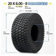thumbnail image 3 of (2 Pack) 20x8.00-8 Lawnmower Tubeless Tire, 20x8-8 for Tractor Riding Lawn Mowers, 4 Ply, Light Turf-S Pattern, 3 of 7
