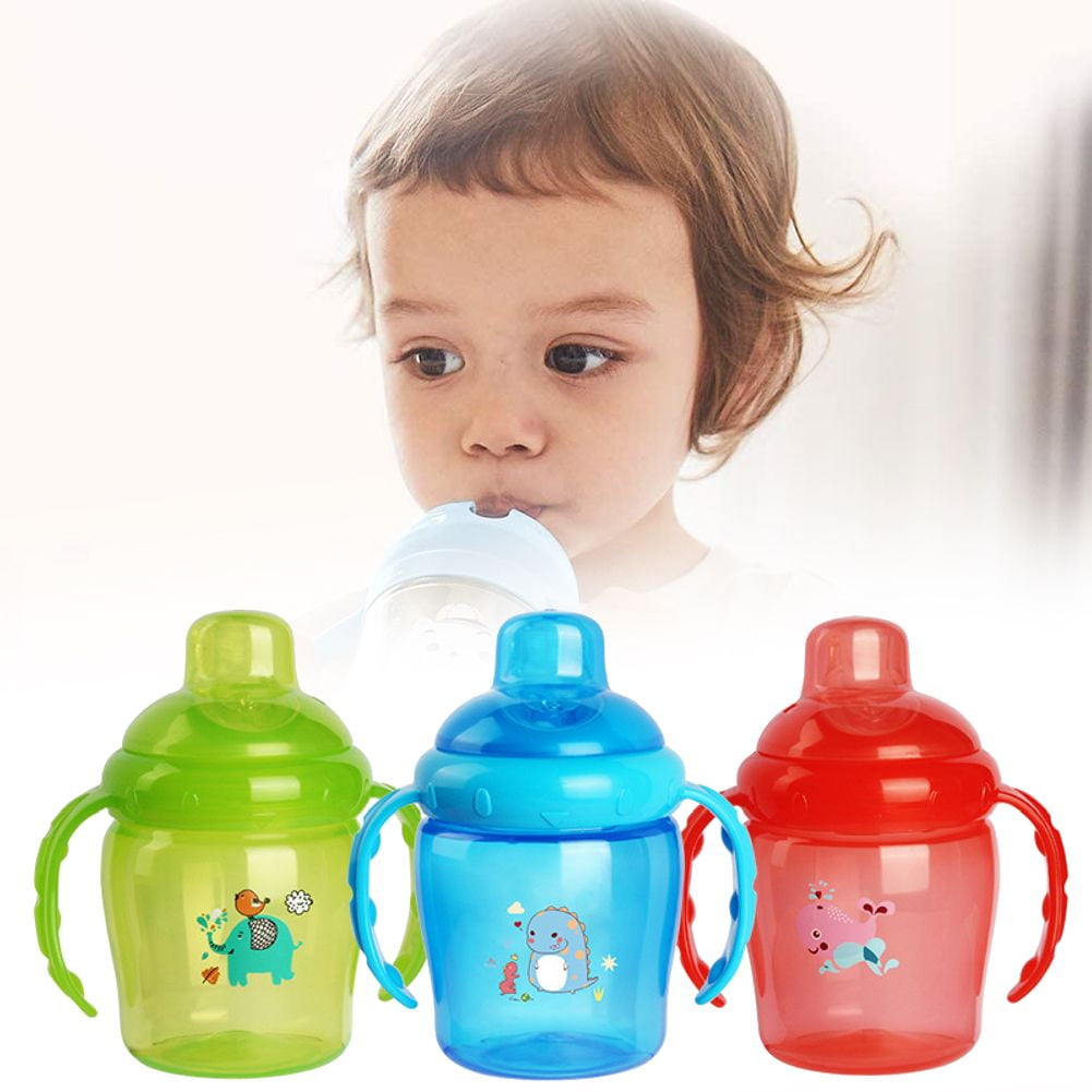 NEW Baby Cup Double Handle Children Plastic Straw Bottle Sippy Cup Infant 