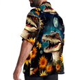 thumbnail image 3 of Crocodile Starry Sky Sunflower Men's Short Sleeve Hawaiian Poplin Shirt, Casual Printed Button Down Summer Beach Shirts - Unisex, 3 of 6